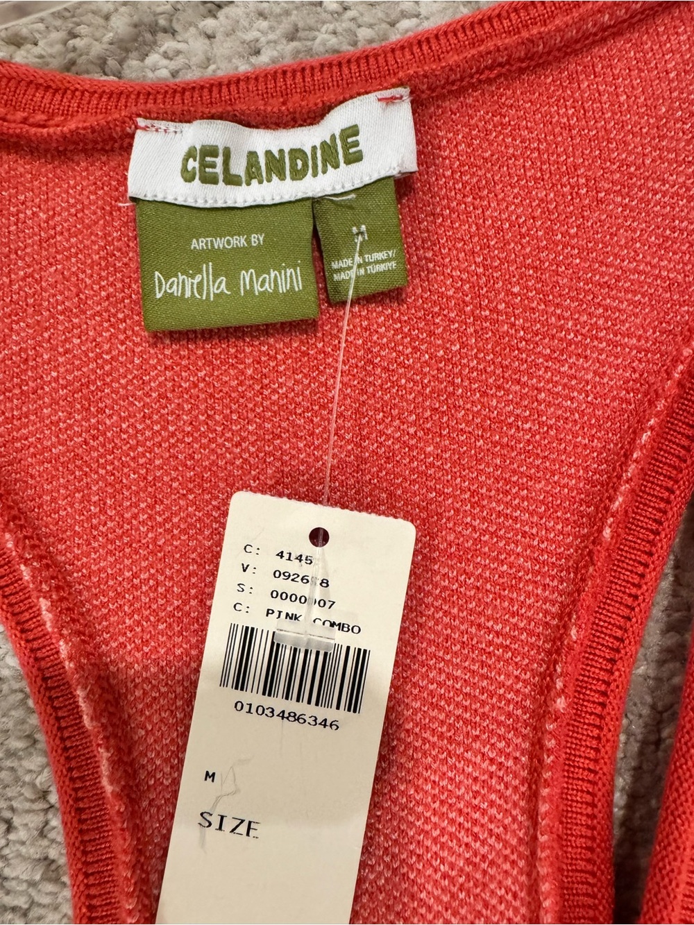 Coral Orange and Pink Racerback Midi Dress with Pink Flamingo Print - Picture 2 of 5